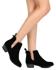 Breckelles austin-14 Women Faux Suede Cut Out Riding Bootie - Black