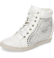 Lauren Lorraine Sassoon White Leather Embellished Hidden Wedge High-top Sneakers