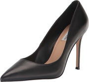 Steve Madden Evelyn Black Leather Stiletto Heeled Pointy Toe Slip On Dress Pumps