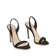 Schutz Luriane Suede Dress Sling Back Sandals Black Suede Open Toe Pumps