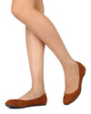 Breckelles Abby-31 Tan Micro Suede Round Toe Slip-On Casual Ballet Flats