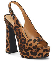 Jessica Simpson Raxie Suede Natural Leopard Retro Peep-Toe Platform Sling Pumps