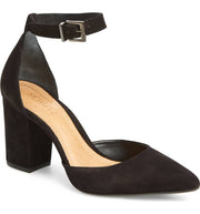 Schutz Ionara Black Suede Block Heel Ankle Strap Dress Pumps