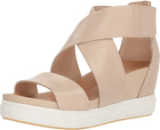 Dr. Scholl's Scout Palomino Leather Pull On Strappy Open Toe Wedge Heel Sandals