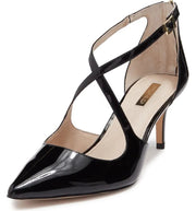 Louise Et Cie JENA Black Crisscross Pointed-Toe Heel Ankle Strap Classic Pumps