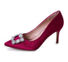 Lauren Lorraine Carolyn Big Jewel Embellished Pointed Toe Low Heel Formal Pumps