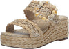 Sam Edelman Cadance Natural Raffia Open Toe Embellished Wedge Heeled Sandals