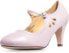 Chase & Chloe Kimmy-21 Round Toe Mid Heel Mary Jane Dress Pumps Lavender