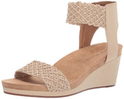 Lucky Brand Light Stone Strappy Ankle Open Toe Comfortable Mid Wedge Sandals