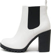 Luxemoda Glove White Chelsea Ankle Boot w/Lug Sole Elastic Gore Chunky Heel (8)