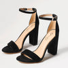 Sam Edelman Yaro Black Suede Ankle Strap Open Toe Block Heeled Dress Sandals