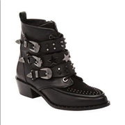 Ivy Kirzhner STEAMPUNK Black Leather Pointed Toe Buckle Studs and stars Bootie