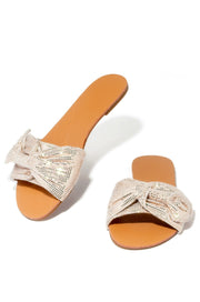 Shoe Republic Kentt Rose Gold Shimmer Flat open Toe Slide Mule Sandals
