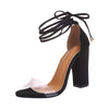 Heels Sandals for Women Dressy Summer Fashion Strappy Cross Tie Chunky High Heel Shoes Transparent Straps Thick Heel Pumps Sandals