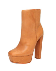 Schutz Disnna Desert Brown Leather Sky Platform Diva Almond Toe Ankle Booties