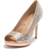 Lauren Lorraine Candie 12 Rhinestone Peep Toe Platform Wedding Prom Dress Pumps