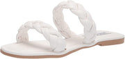 Steve Madden Persia Chunky Braid Detail Double Toe-Straps Flats Slide Mule White