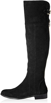 Charles David Reed Black Suede Over The Knee Thigh High Gold Zipper Suede Boots