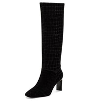 Vince Camuto Hersha Black Squared Toe Knee High Dress Mid Heel Dress Boot