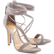 Schutz Mouse Taupe Super Strappy Luxury High Heel Pump Sandals