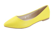 Bella Marie Angie-52 Yellow Slip-on Pointed Toe Padded Footbed Ballet Flat Shoes