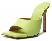 Schutz Kate Fresh Green Slip On Open Square Toe Stiletto High Heel Sandals