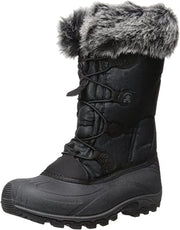 Kamik Momentum Teal Blue Pull On Rounded Toe Waterproof Fur Trim Ankle Snow Boot