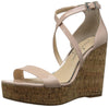 Jessica Simpson Stassi Nude Patent Leather Cork Wedge Platform Strappy Sandals