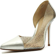 Schutz Cheslie Silver Metallic Slip On Pointed Toe Stiletto High Heel Pumps