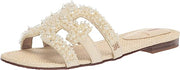 Sam Edelman Bay Modern Ivory Perla Slides Open Toe Slip On Leather Flats Sandals