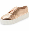 Shellys London Dilys Rose Gold Leather Lace Up Wingtip Oxford Platform Sneakers