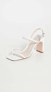 Schutz Amaia Pearl White Block-Heel Thin Strappy Slingback Sandals Retro Pumps