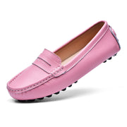 BEAUSEEN 2207 Penny Pink Leather Classic Moccasins Slip On Comfort Loafer Shoes 6.5