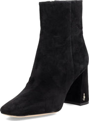 Sam Edelman Codie Black Suede Side Zipper Squared Toe Block Heel Fashion Boots