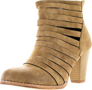 Miracle Miles Urban-04 Camel Suede Cutout Jeffrey Stacked Heel Taggart Booties