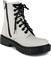 Soda Firm White Lace Up Rounded Toe Chunky Platform Combat Ankle Boots