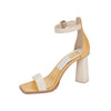 Dolce Vita Fionna Cream Multi Embossed Leather Ankle Strap Block Heeled Sandals