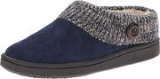 Clarks Navy Knitted Collar Winter Clog Rounded Closed Toe Slipper-Wide