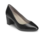 Aerosoles Black Star Slip On Comfortable Almond Toe Covered Stacked Heel Pumps