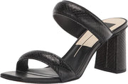 Dolce Vita Pascoe Black Embossed Stella Slip On Squared Open Toe Heeled Sandals