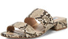 Steve Madden Women's Jaron Low Heel Two-Strap Open Toe Flat Sandal, Tan Snake