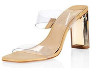 Schutz Acrylic Beige Square Toe Translucent Straps High Heels Sandals
