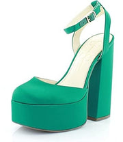 Jessica Simpson Skilla Green Platform Pump Buckle Strap Block Heeled Sandals