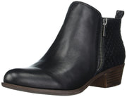 Lucky Brand Basel Black Leather Block Heel Almond Toe Block Heel Ankle Bootie