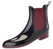 Henry Ferrera Women's Clarity-4 Contrast Ankle Rain Boot,Black/Burgundy