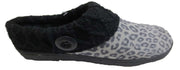 Clarks Knit Scuff Slip On Slipper Slide Mule GREY LEOPARD