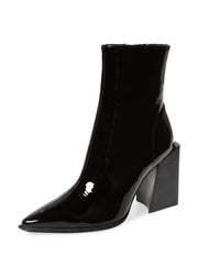Jeffrey Campbell LA-Siren Boot-Black Patent Leather Pointy Block Heel Booties