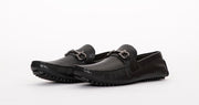 Pair of Kings Black Leather Mens Slip On Everyday Comfortable Dress Moccasins