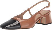 Sam Edelman Tarra Desert Camel/Black Almond Toe Block Heel Slingback Sandals