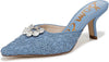 Sam Edelman Brit Royal Sky Blue Orchid Kitten Heel Slip On Pointed Toe Pumps
